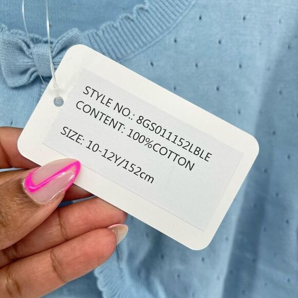 BOBOYOYO Girls’ Blue Cotton Knit Cropped Shrug Cardigan – XL - Picture 6 of 13